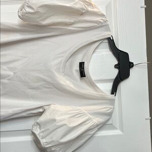 Lane Bryant White Puff Sleeve Scoop Neck Top